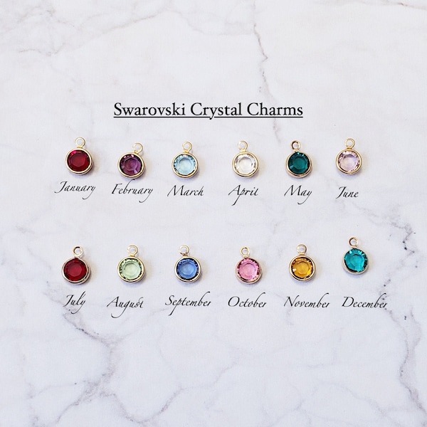 6mm Gold Swarovski birthstone crystal channel charms with jump ring