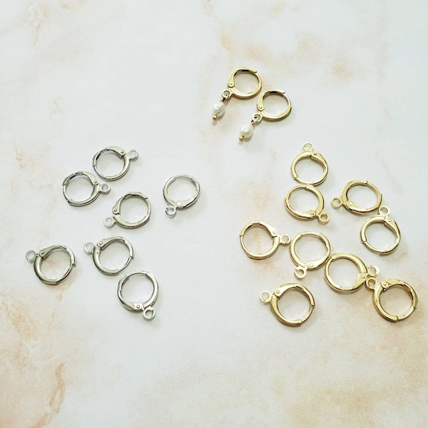 Gold Earrings, Huggies Hoop Round Leverback, Ear Wires, French Clip Earrings, Earring Hooks, Minimalist, Earring Making, Gold Findings