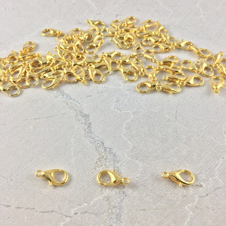 100 Pcs 12mm 24k Gold Lobster Clasp Lobster Claw Closures Etsy