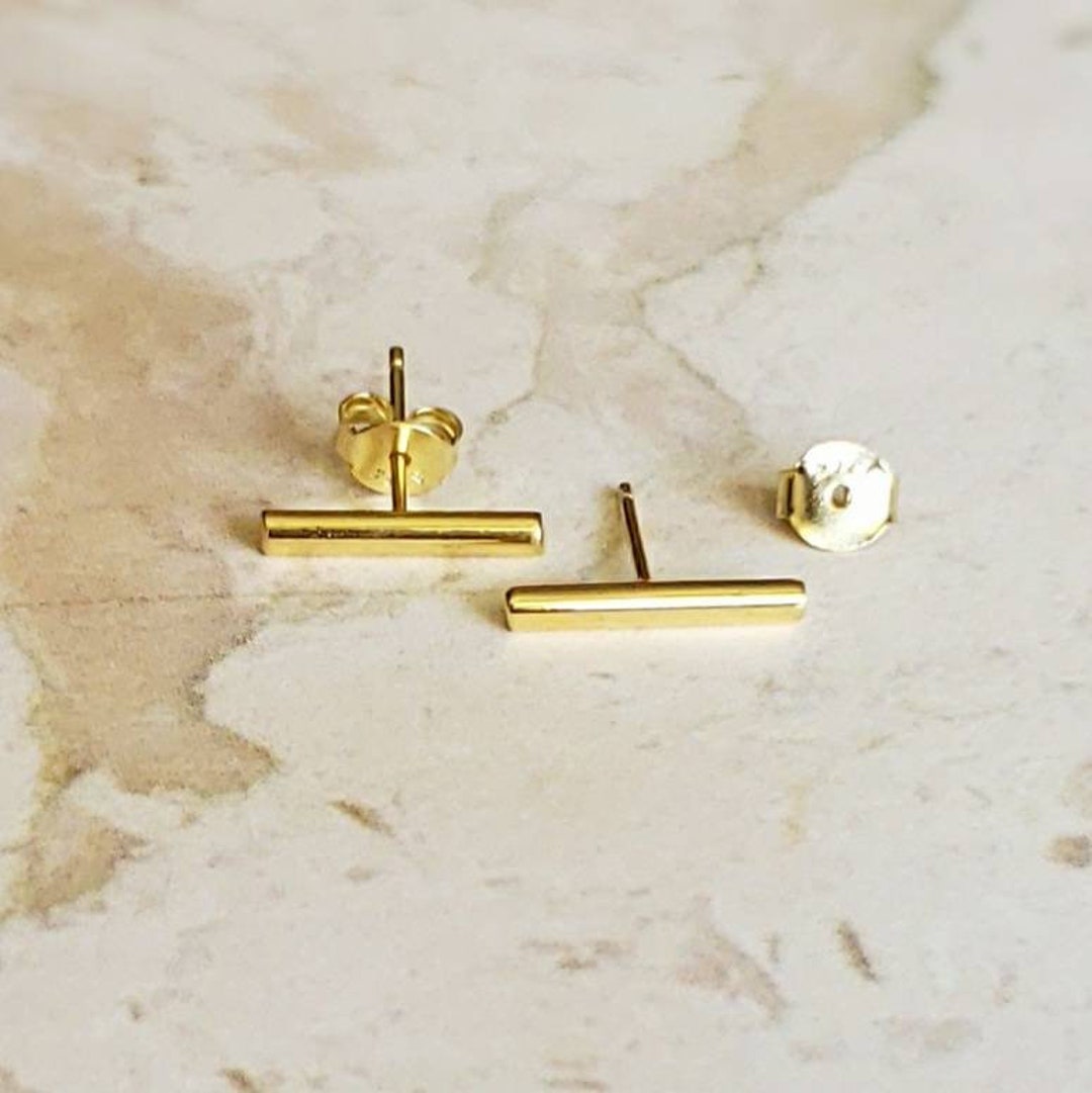 16k Gold Sterling Silver Hypoallergenic Earrings, Earring Finding, Bar