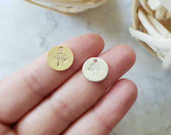 Hand Stamped Personalized Charm with jumpring, Tree Of Life, Add a Custom Charm, Necklace Charm, Bracelet Charm, Mother's Day
