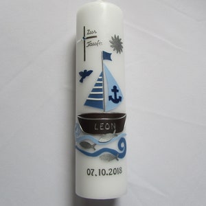 Christening candle with boat