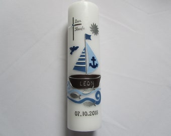 Christening candle with boat