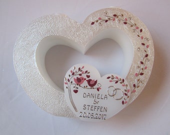 Wedding candle double heart vintage