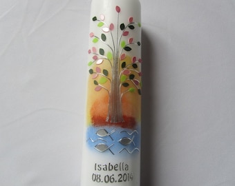 Baptism candle with tree of life