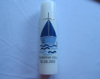 Baptismal candle with boat