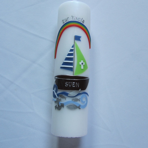 Christening candle with boat