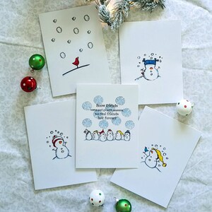 Winter Wonderland Snowman 5 Card Set | Customized Greeting Snowman Card | Handmade Snowman Holiday Card Set | Unique Holiday Greeting Cards