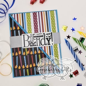 Tarjeta de cumpleaños masculina / Tarjeta de celebración con pliegue diagonal / Tarjeta personalizada única hecha a mano / Tarjeta de cumpleaños para esposo, novio o hijo