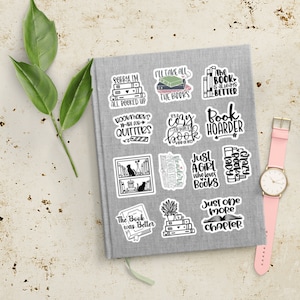 Funny Book-Themed Sticker Set | Waterproof Vinyl Decals for Kindle & Water Bottles | Perfect Gift for Library Book Club Members