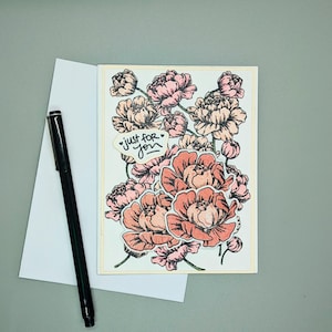 carte en relief 3D fleur | Je pense à vous | Carte faite main féminine