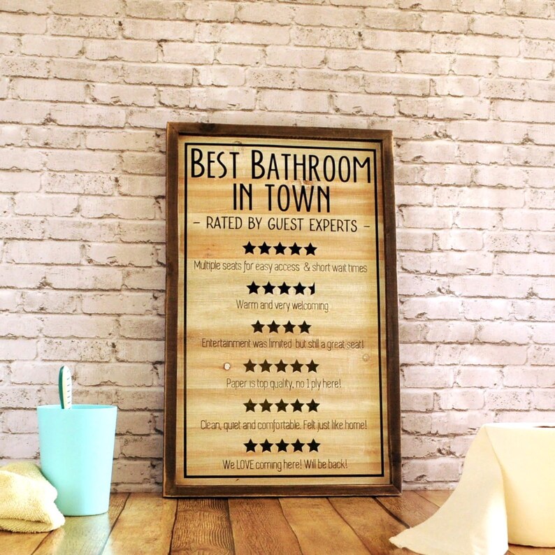 5 Star Bathroom Review Wall D??cor Sign Funny Bathroom Wall Art Humorous ...