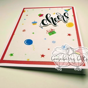 Cartão de papel de seda 3D Birthday Cheers | Cartões com palavras em relevo e relevo com tema de festa | Cartão exclusivo de comemoração de confete de aniversário | Cartão em branco