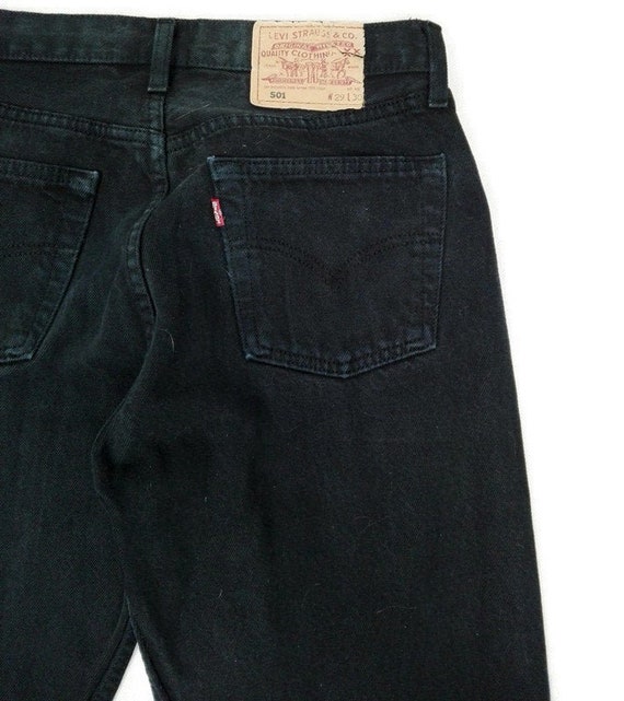 Vintage 90s Levis 501 Black Denim Jeans 29x30 Mom