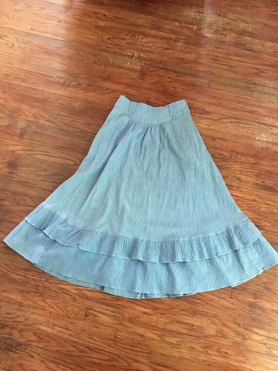 Blue cotton crinkle Gunne Sax Skirt prairie boho v