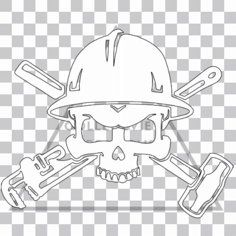 Skull and Cross Wrench / Construction Decal / Pipefitter Skull Etsy