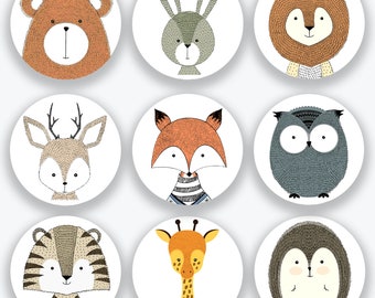 Kleiderhaken, Garderobe für Kinder/Kinderzimmer, Fuchs oder Bär, Löwe, Hase, Tiger, Eule, Igel, Giraffe, Hirsch (Kein Set)