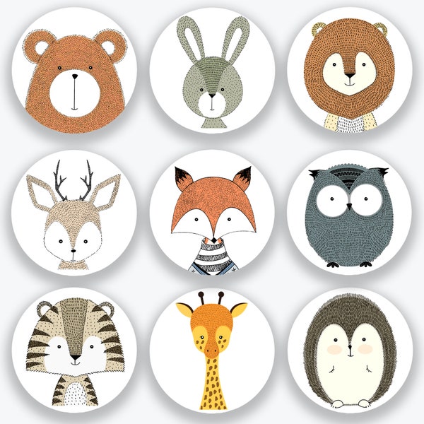 Kleiderhaken, Garderobe für Kinder/Kinderzimmer, Fuchs oder Bär, Löwe, Hase, Tiger, Eule, Igel, Giraffe, Hirsch (Kein Set)