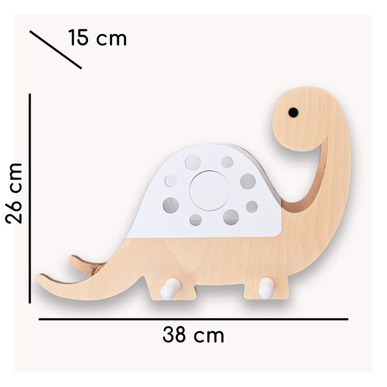 Garderobe mit Ablage Mützenfach, Wandgarderobe Mit Ablage, Junge Mädchen Garderobe Kinderzimmer Flur, Scandi Design Dino Brontosarus Bild 7