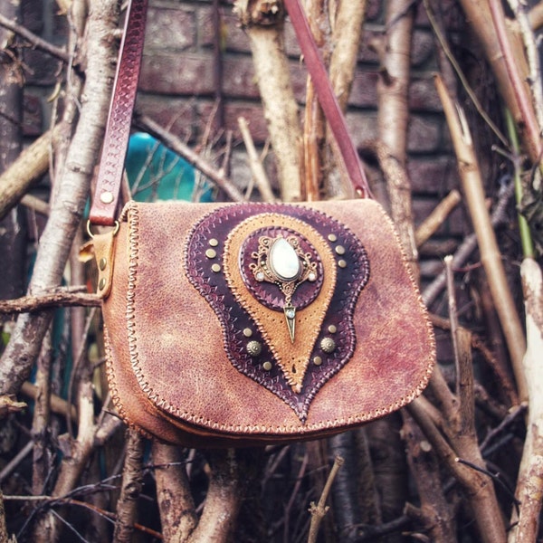 Crossbody bag,   shoulderbag , Festival, Gypsi, Hippie, Boho, bohemian, blue flash moonstone