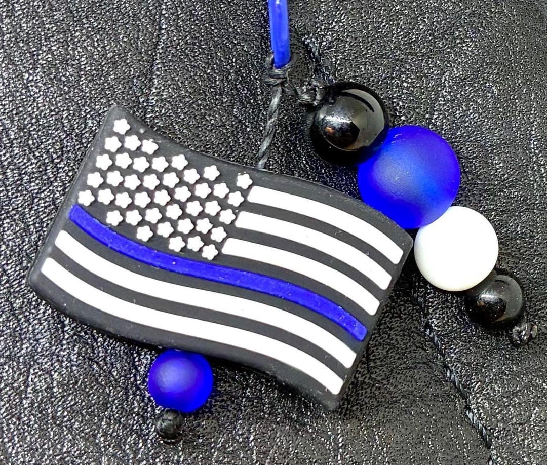 Thin Blue Line Police Flag Zipper Pull, Lohbraceletsco, Law Enforcement ...