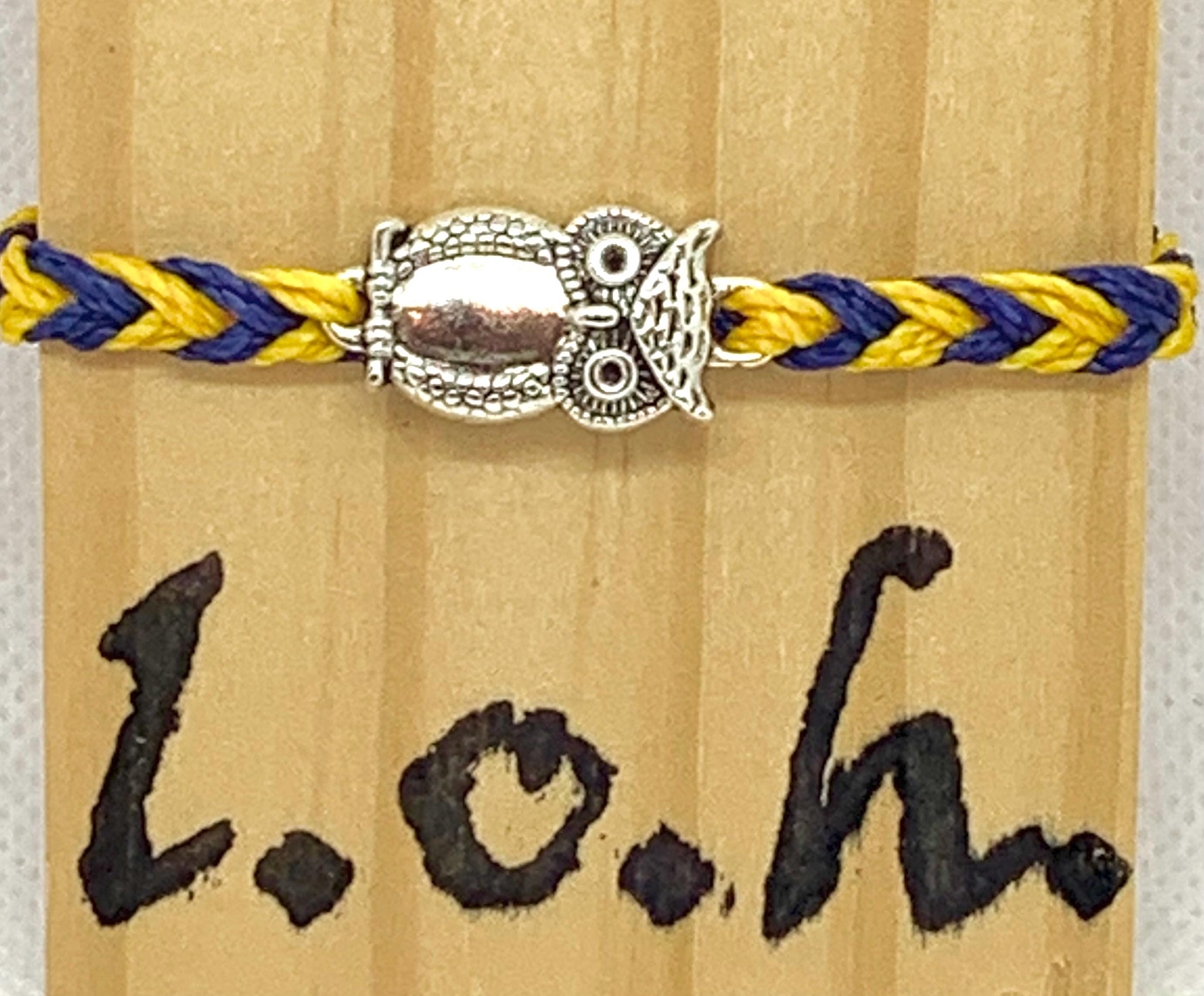 Blue Jacket Braid with Owl Bracelet, LOHBraceletsCo, ag bracelet