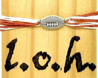 Texas inspired Bracelet, loh bracelets, wax polyester, college football, Longhorns