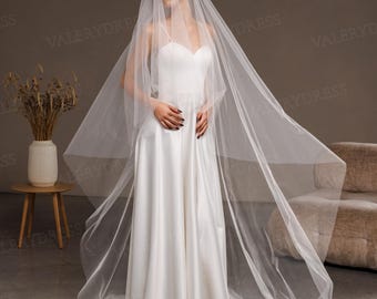 Two Tier Wedding Veil with Blusher: Elegant Bridal Veil