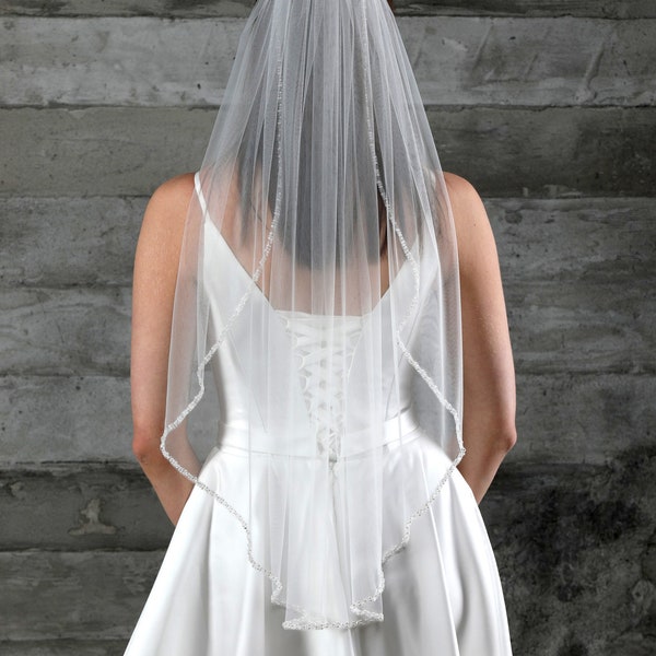Veil beaded edge, Beaded Bridal Veil, veil bachelorette, Bridal Wedding Veil, Bridal Booty Veils, handmade veil, cathedral veil beaded