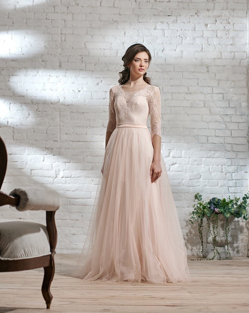 Blush simple wedding dress Outlet