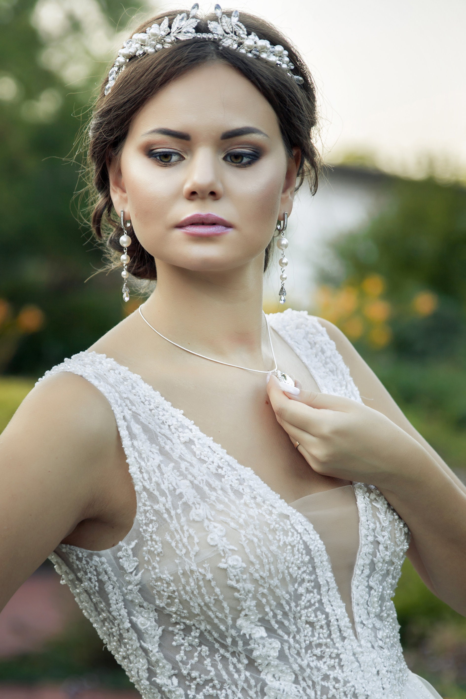 deep v bridal gown