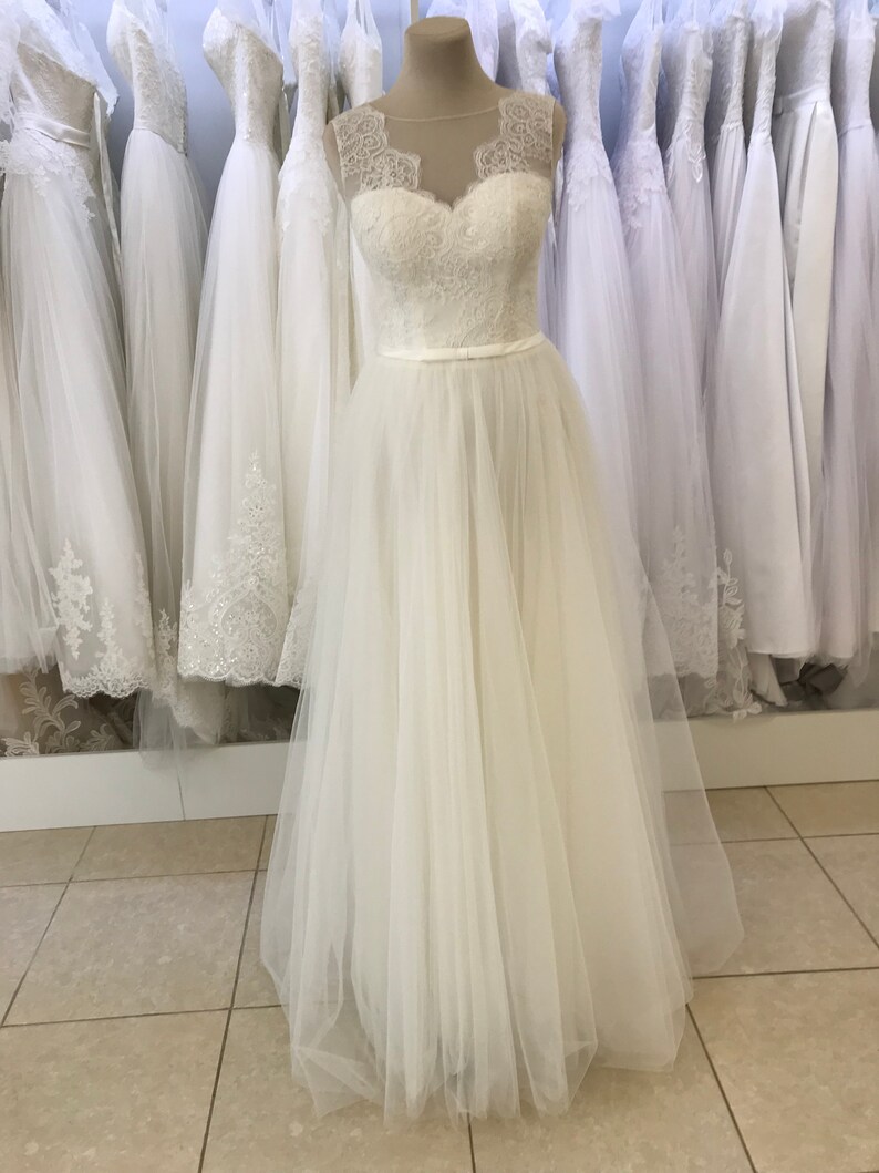 Tüll-Spitze-Hochzeitskleid einfache Hochzeitskleid | Etsy