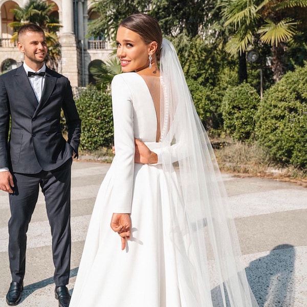 Cathedral Wedding Veil: Soft Tulle, Floor Length, Ivory Bridal Veil