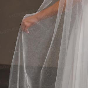 Sparkle Wedding Veil | Glitter Bridal Cathedral Headpiece | One Tier Shimmer Tulle Veil for Glamorous Bride