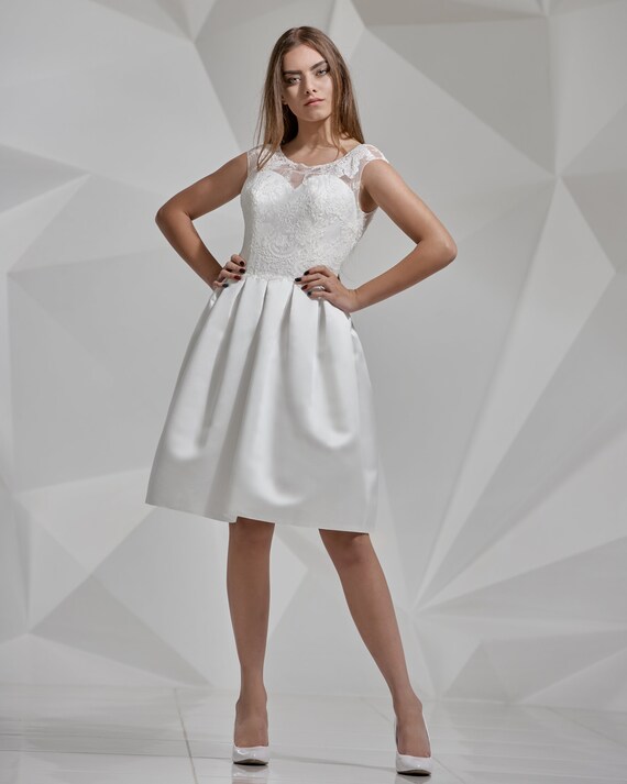 short satin wedding dress