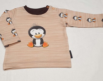 Kleinkinder Basicshirt - Pinguin - Gr. 80 aus French Terry