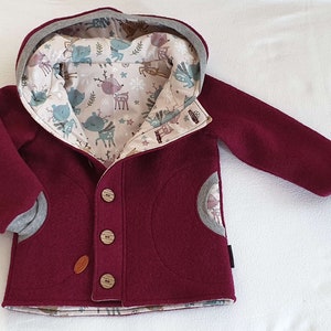 Wool jacket -Winter deer- size. 104, color burgundy