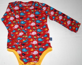 Langarm Babybody - Wale /  rot - Gr. 74/80