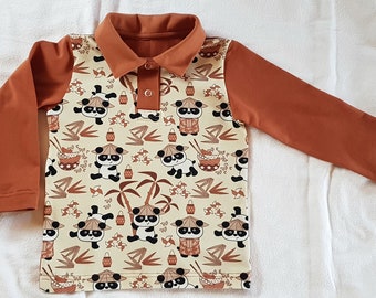 Kinder Poloshirt "little Panda" Gr. 86/92