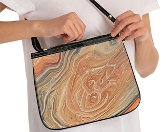 Abstract Earth Tones Small Crossbody Bag, Unique Shoulder Purse