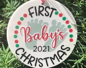 Baby's First Christmas Ornament - Acrylic Disc Keepsake