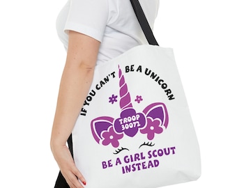 If You Can't Be A Unicorn, Be A Girl Scout Instead Tote Bag, Personalized Girl  Scout Tote Bag, Purple