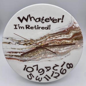 Custom Retired Clock - Upcycled Cd Clock - Repurposed Record Clock - Hand Painted Clock - Unique, One-of-a-Kind Retirement Gift
