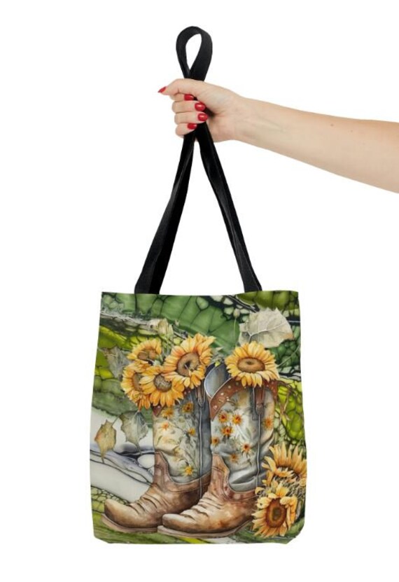 Tote Sunflower and Cowboy Boots Weekender Bag Book Bag  display picture 1
