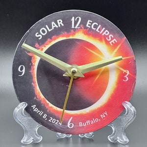 5" Eclipse Desk or Table Clock - Upcycled CD Clock - Repurposed CD Clock - Decoupaged Clock- Unique, One-of-a-Kind Gift