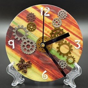 Steampunk Clock - Upcycled CD Clock - 5” Desk/Table Clock - Repurposed CD Clock - Unique, One-of-a-Kind Gift