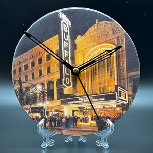 7&quot; Buffalo, NY, Shea’s Theater Desk/Table or Wall Clock - Upcycled, Repurposed Record Clock- Handmade, Theater Lover, Shea&#39;s Theater Clock