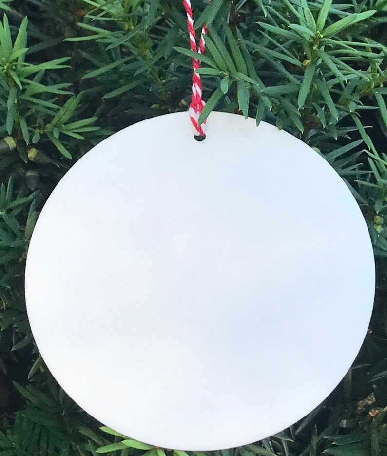 Babys First Christmas Reindeer Ornament 4 White Acrylic Disc Ornament, Baby Girl Ornament, Baby Boy Ornament, New Baby Ornament Blank Back