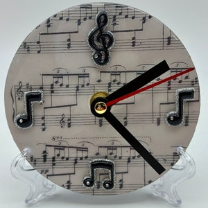 5&quot; to 10” Music Theme Desk or Table Clocks- Upcycled, Repurposed CD Clocks - Hand Painted Clocks - Unique, One-of-a-Kind Gift -