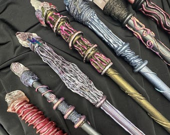 Handcrafted Magic Wand - Merlin Style Wand, Wizard, Witch - Witchcraft, Wicca, Goth, Pagan, Spiritual – Metals Collection Magic Wands